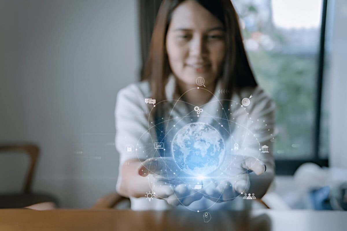 woman using health app on smartphone