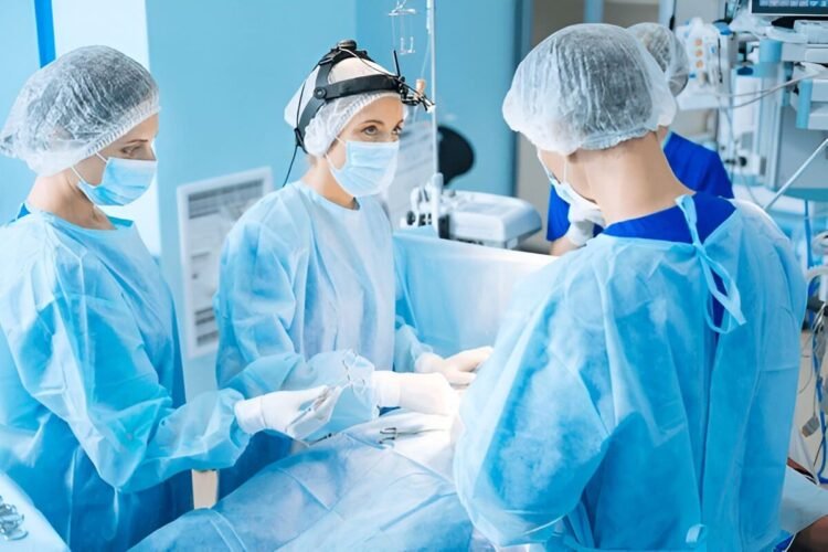 laparoscopic gynecologic surgery in progress