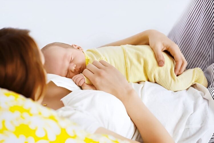 mother resting with newborn